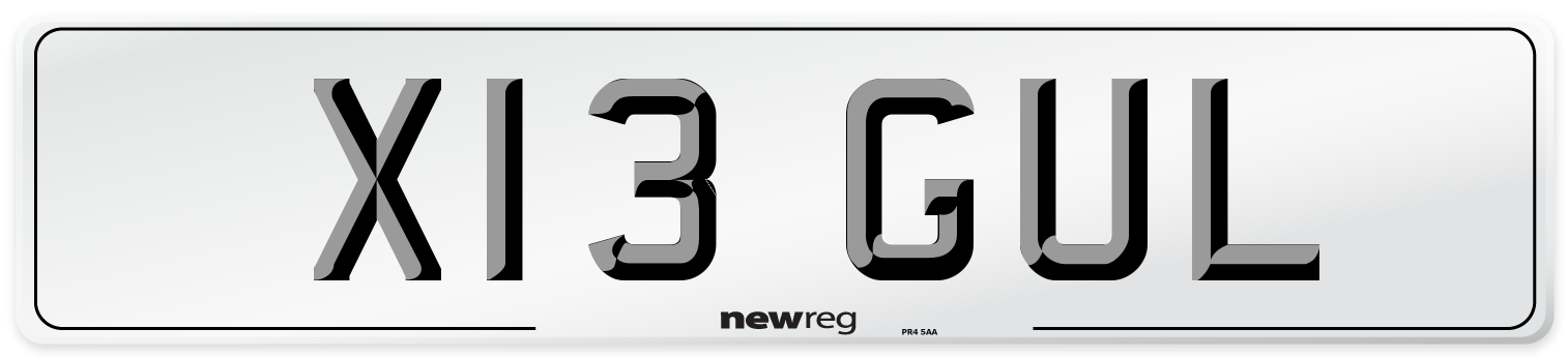 X13 GUL Number Plate from New Reg